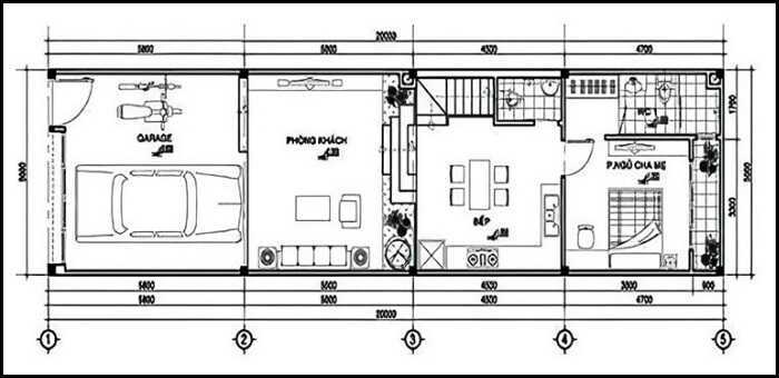 5x20 ban ve thiet ke nha ong 2 tang 5x20m