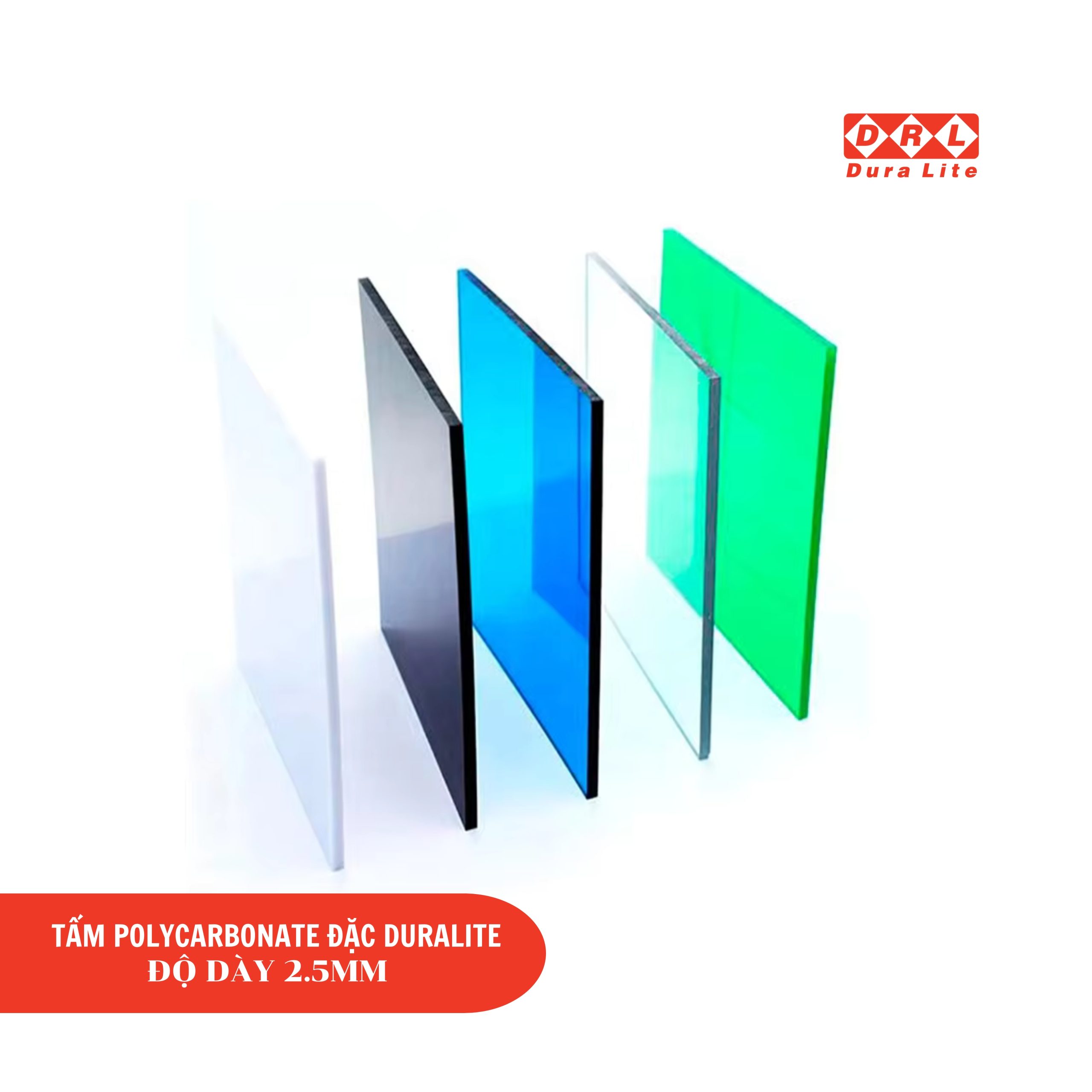 Tấm Polycarbonate đặc ruột 2.5mm Duralite phổ thông