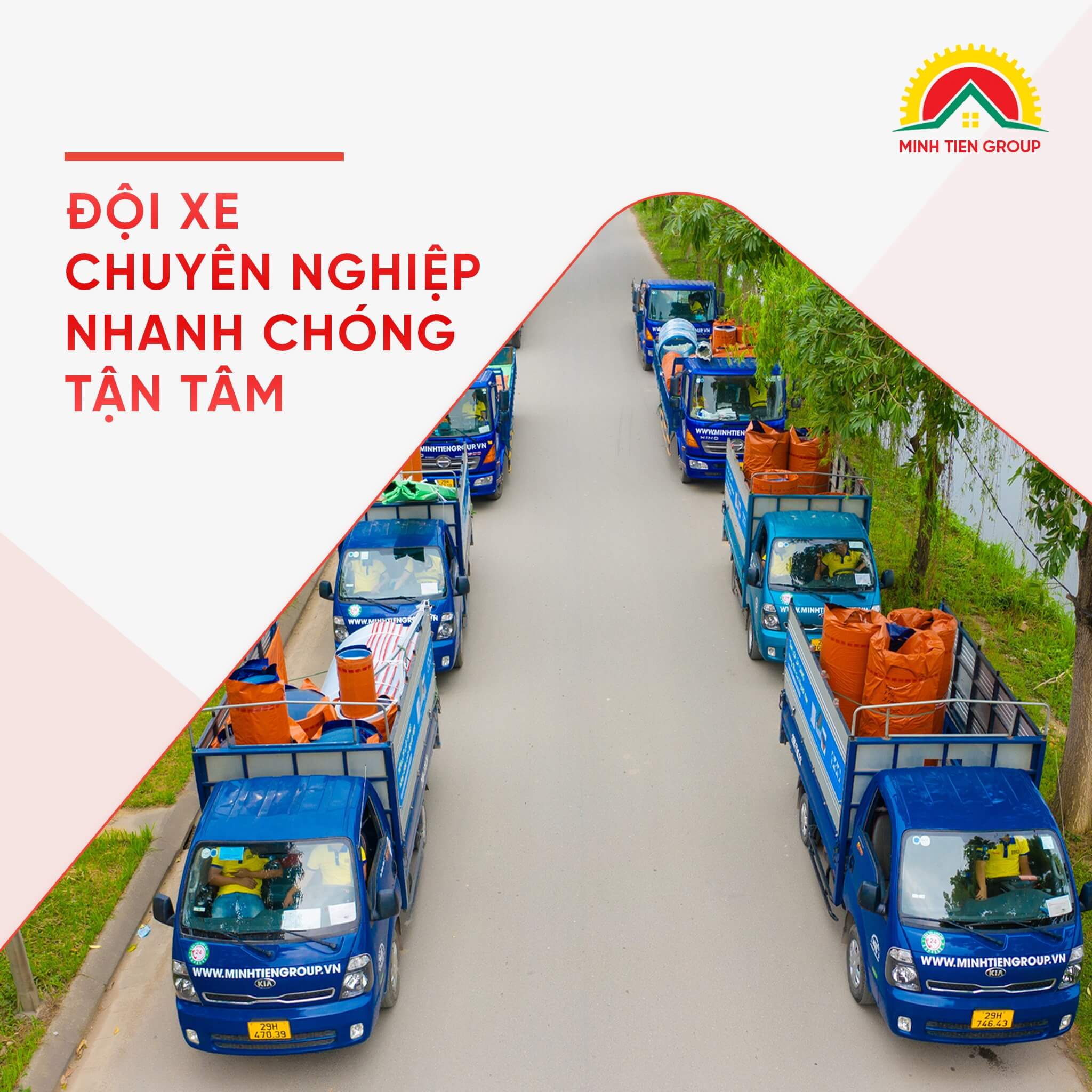 Minh Tiến Group có đội xe chuyên nghiệp - nhanh chóng - tận tâm