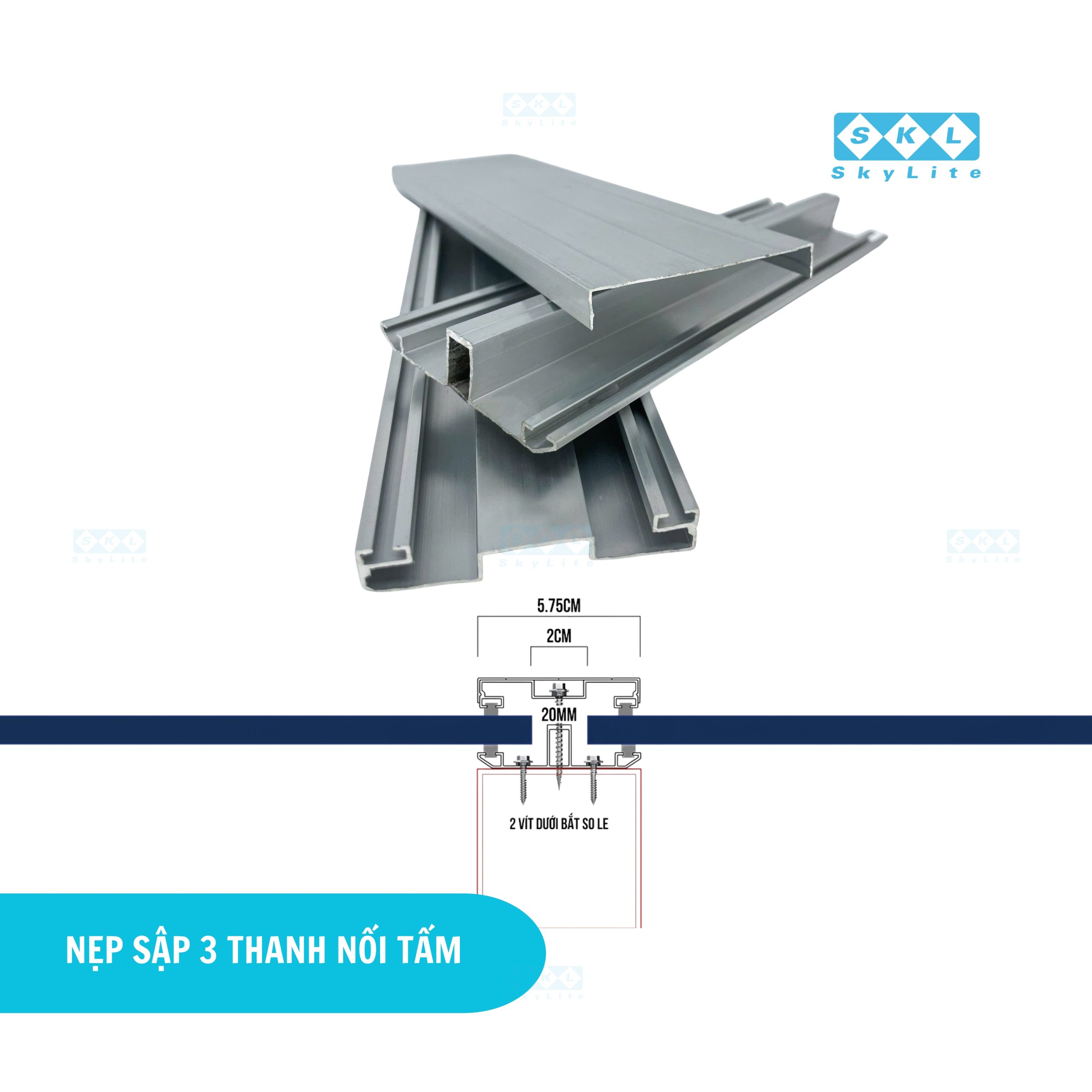 Nẹp sập nhôm 3 thanh trắng